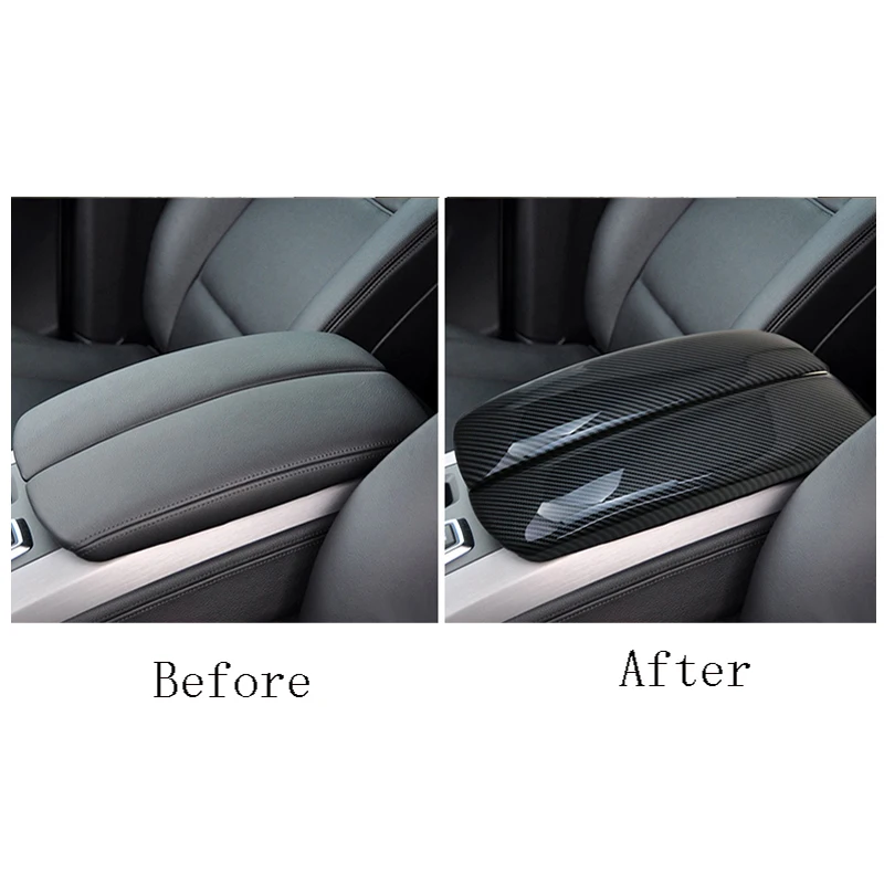 For BMW X5 X6 X7 E70 E71 F15 F16 G05 G06 G07 ABS Carbon fiber Car styling Center Console Lid Armrest Box Trim Protective Cover