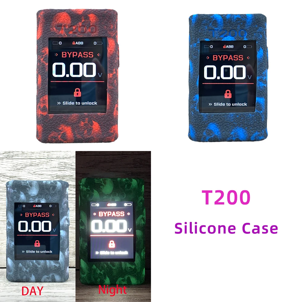 [Case Only]Protective Silicone Texture Skull Head Case for Geekvape Aegis T200 Mod Kit Skin Sleeve Cover Wrap gel