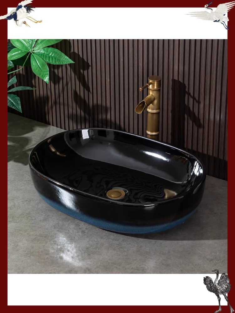 Ceramic wash basin on the stage Art bathroom Modern simple household bathroom Wash surface basin