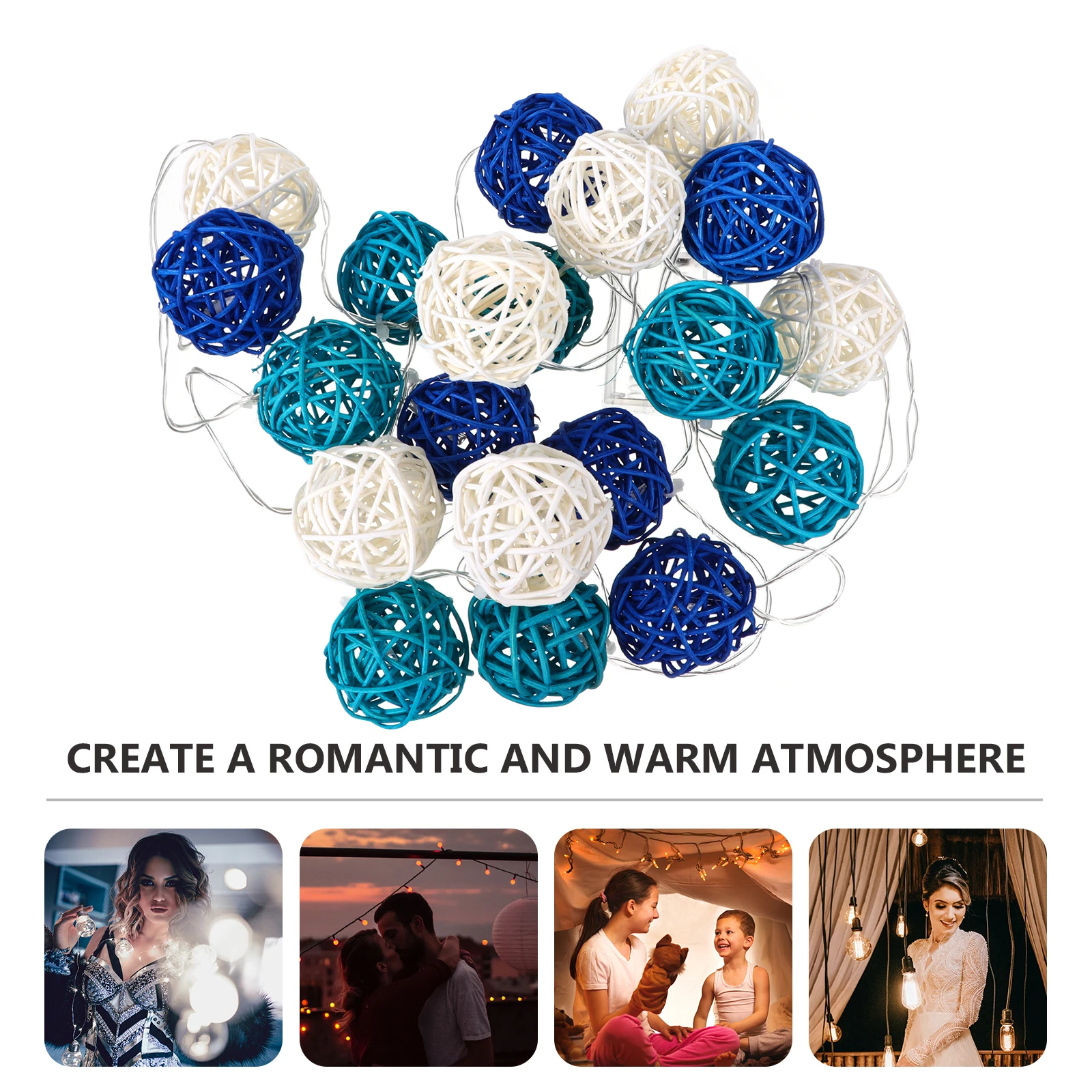 

Ball String Lights Christmas Outdoor Decor Party Prop LED Girl Heart Rattan