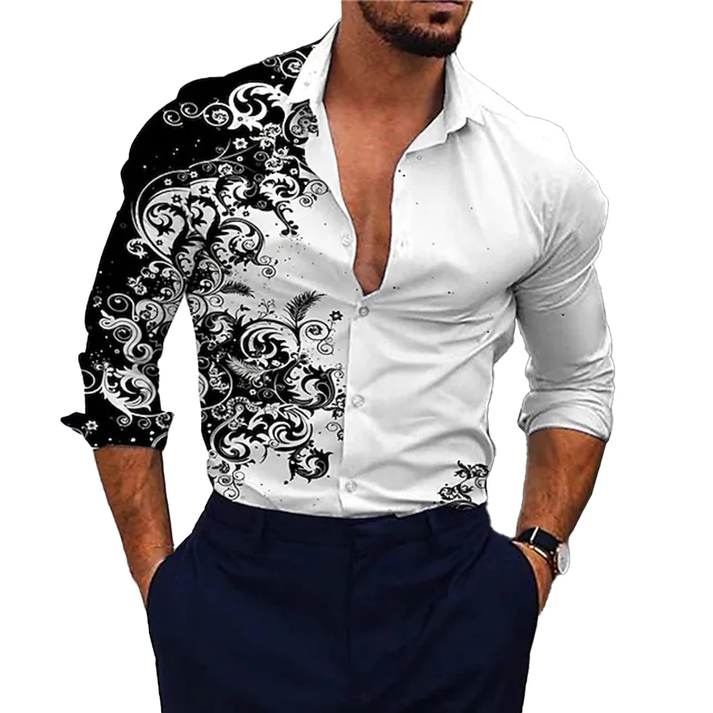 

Blouses Men's Shirt Lapel Long Sleeve Muscle Party Up Silky Dress Regular All Season Band Collar Comfy Fashion