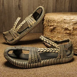 Men's retro lightweight breathable Roman sandals, anti slip beach oversized sandals
