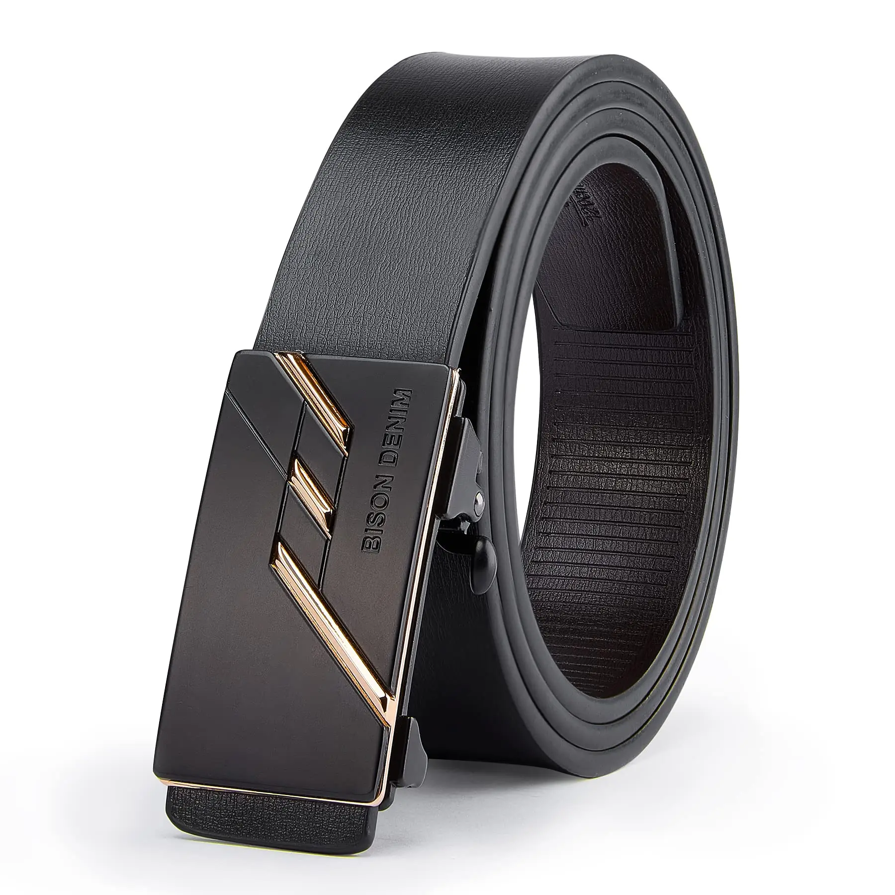 BISON DENIME Male Belts Genuine Leather Automatic Alloy Buckle Belt Classic Fashion Luxury Leather Belt for Men Business Clothes