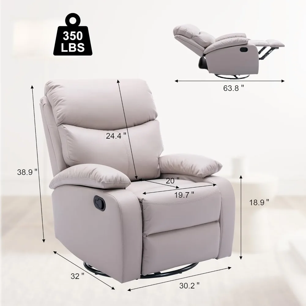 Swivel Rocker Recliner Chair for Adults, Rocking Recliner Chair, Rocker Recliners for Small Spaces, Manual Recliner Lazyboy Sing