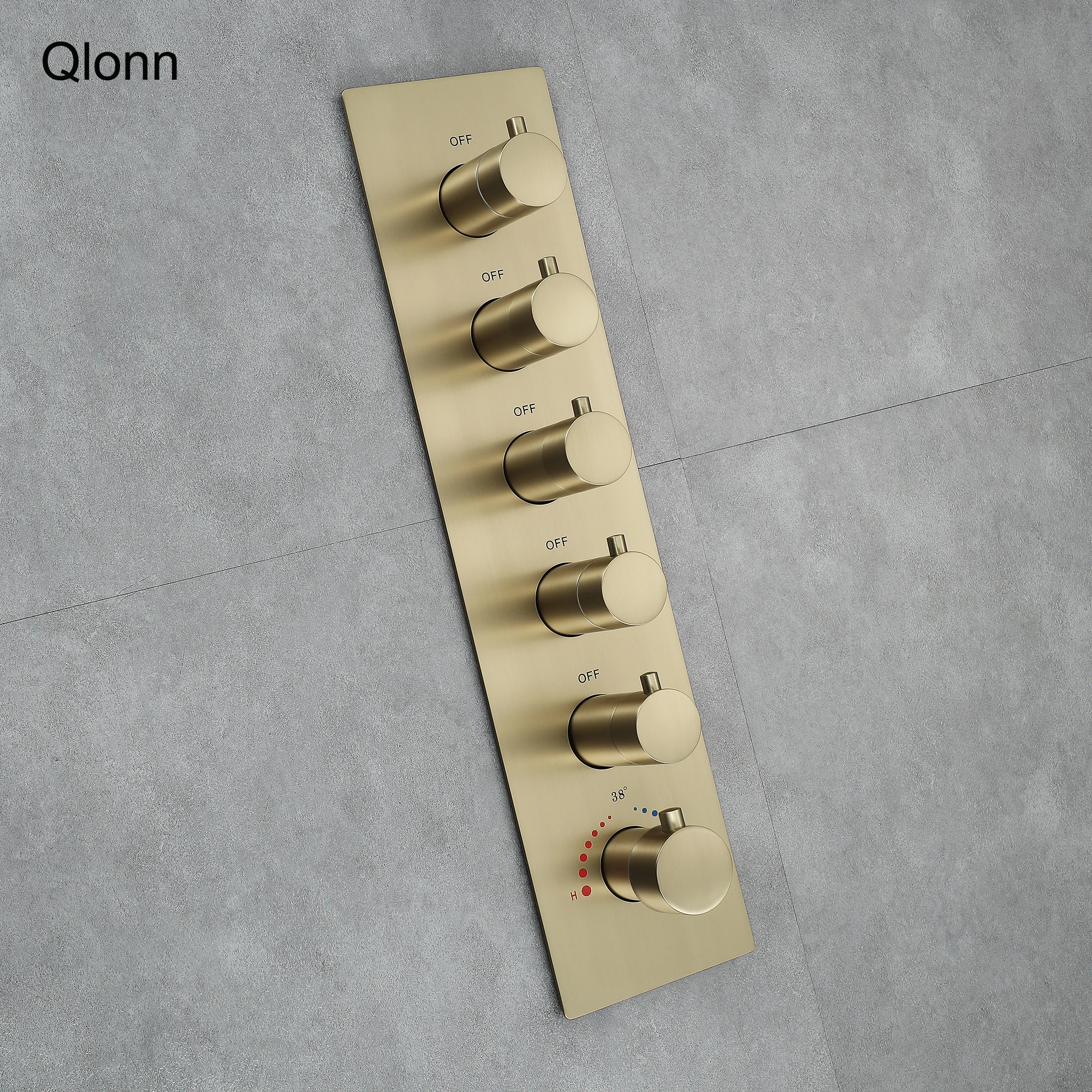 Brushed Gold Solid Brass 4-6 Function Thermostatic Shower Valve Embedded Wall Diverter Mixer Controller Bathroom Shower Switch