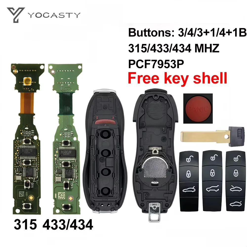 YOCASTY Original PCB For Porsche 911 Boxter Cayenne (958) 2010 - 2017 315/433/434Mhz 7953P Chip Keyless Smart Key KR55WK50138