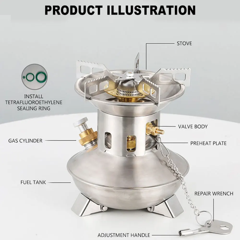 Estufa de gasolina para acampar, estufa portátil para exteriores, Mini combustible líquido, Alcohol, quemador de Picnic para acampar, estufa de aceite de gasolina, utensilios de cocina