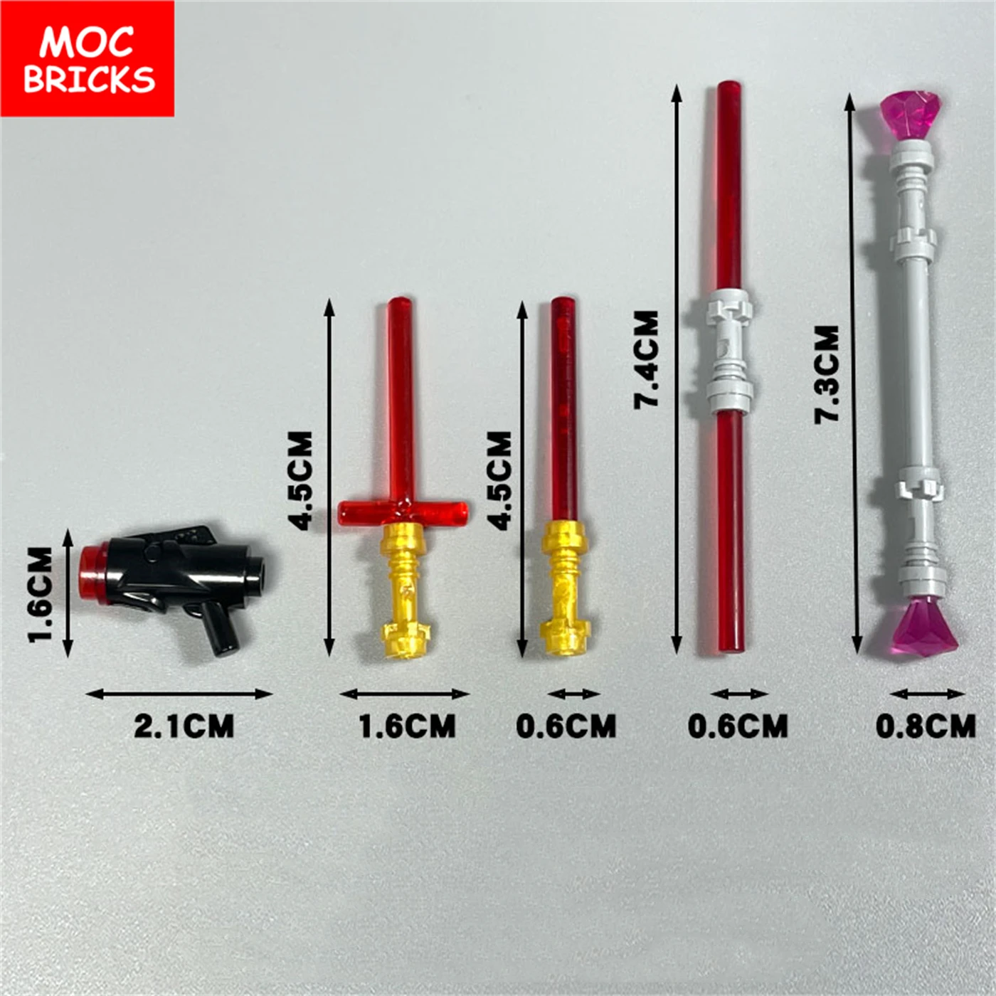 MOC Bricks Shooter Gun Mini Blaster Sword Hilt Bar Lightsaber Blade 21699 30374 64567 Weapon Building Blocks Assembled Toys