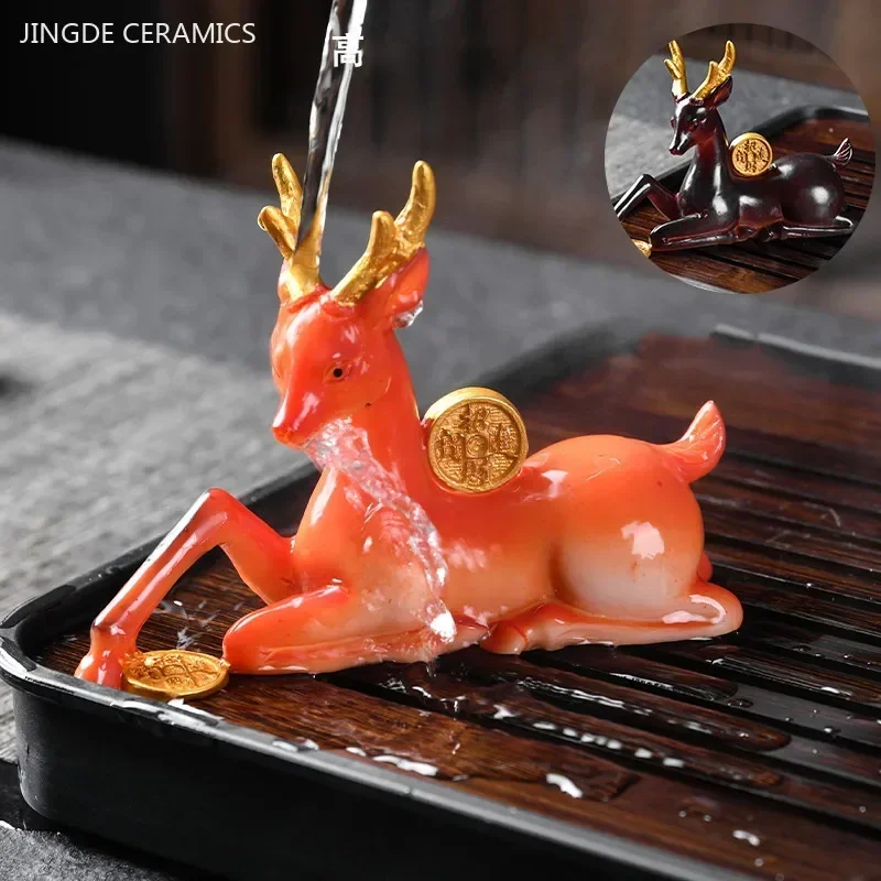 Creative Tea Pet Ornaments Resin Color Changing Desk Decoration Animal Sculpture Fortune Home Accessories Tea Table Decor Crafts