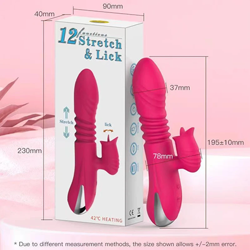 Consolador vibrador femenino con calefacción y lengua retráctil para lamer el clítoris, estimulador del punto G, productos para adultos, Juguetes sexuales