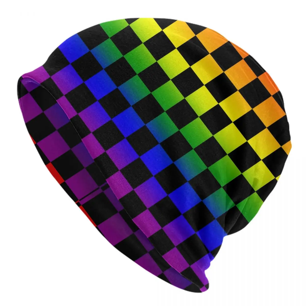Rainbow Checkers Checkerboard Beanie Cap Unisex Winter Warm Bonnet Homme Knitting Hats Street Outdoor Skullies Beanies Hats