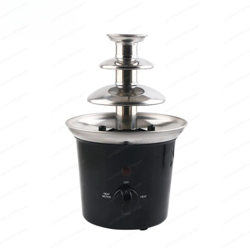 Mini 3-layer stainless steel chocolate fountain machine, removable/automatic melting/rotary spray