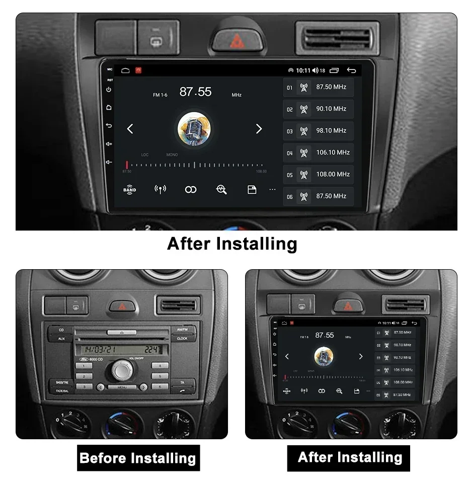 Android 17 for Ford Fiesta Mk VI 5 Mk5 2002-2008 Car Radio Multimedia GPS 2 Din DVD Carplay Navigation Player Stereo Head Unit