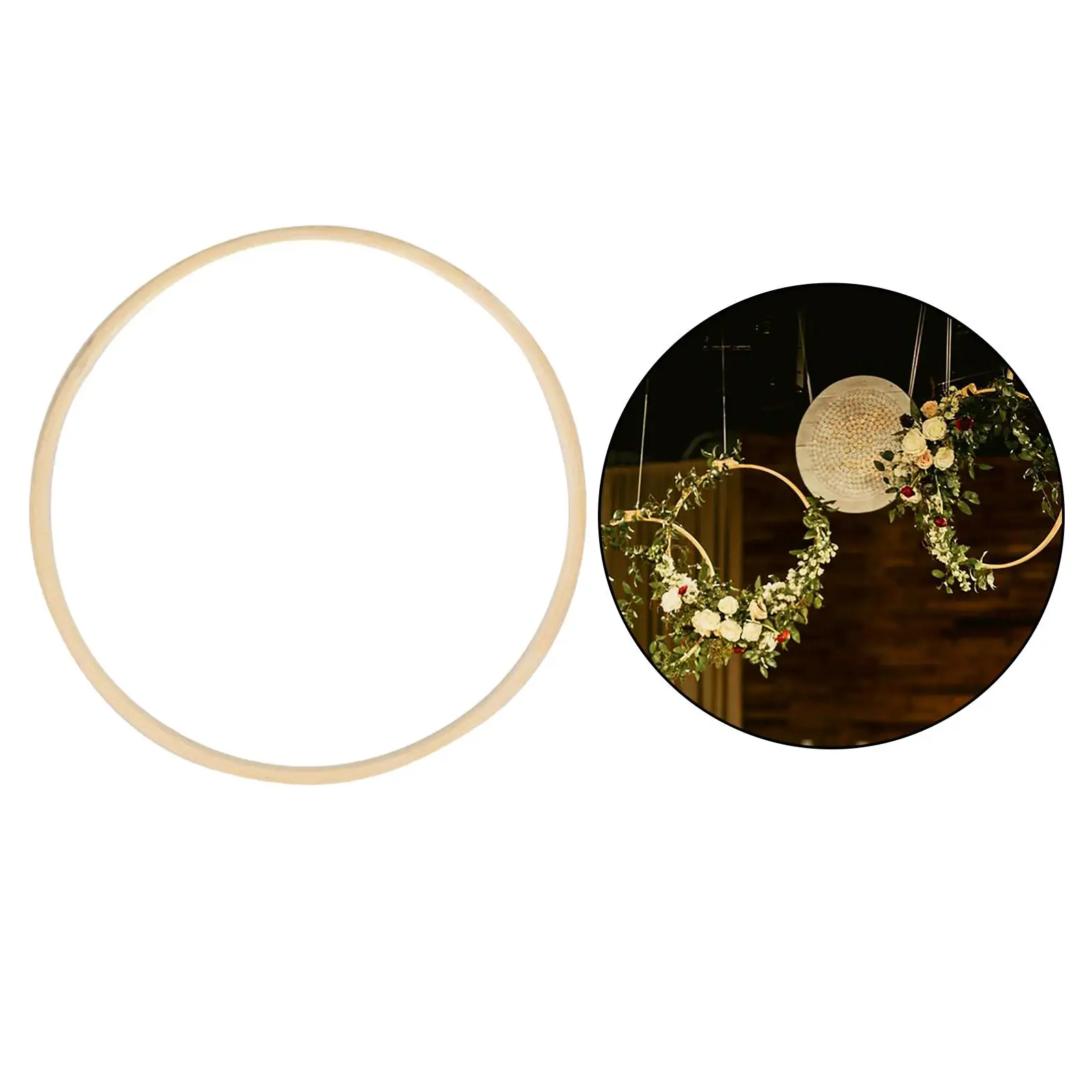 Wooden Bamboo Floral Hoop Wreath Hoop, Macrame Craft Hoop Rings for DIY Wedding Wreath Decor And Wall Hanging Crafts. , 23cm