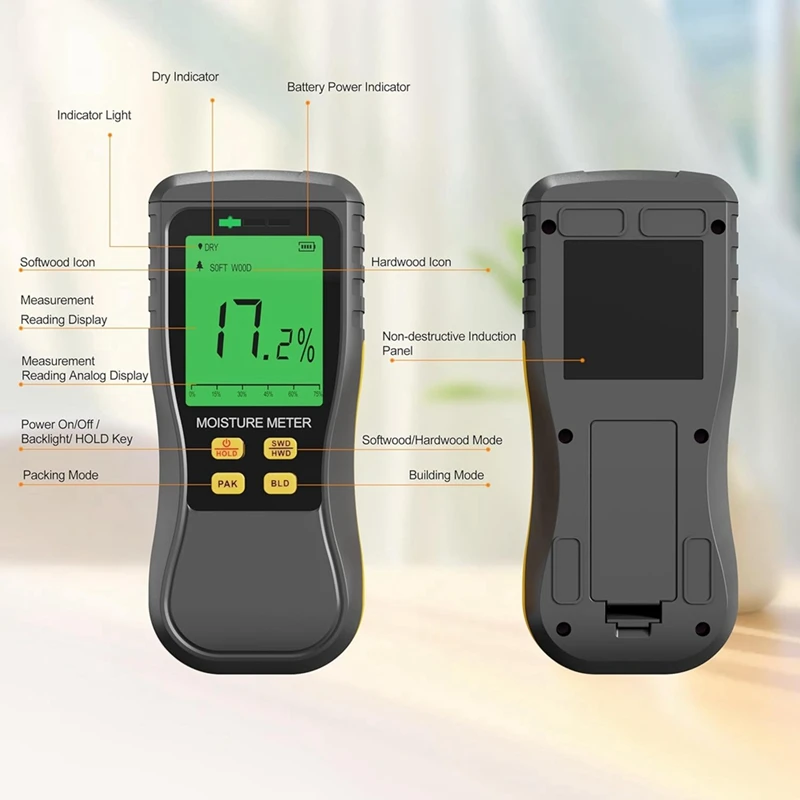 Pinless Wood Moisture Meters,Non-Destructive Moisture Detection In Drywall,High Moisture Content Alerts For Building