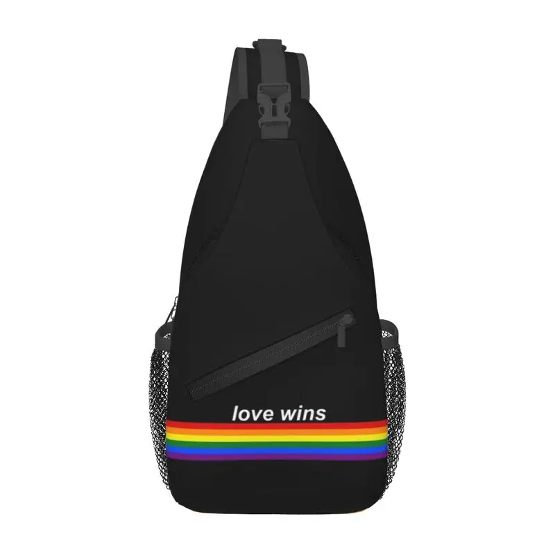 

Custom Love Wins Pride Stripe Chest Bag GLBT ЛГБТ Gay Pride Flag Рюкзак через плечо для мужчин Путешествия Туризм Рюкзак