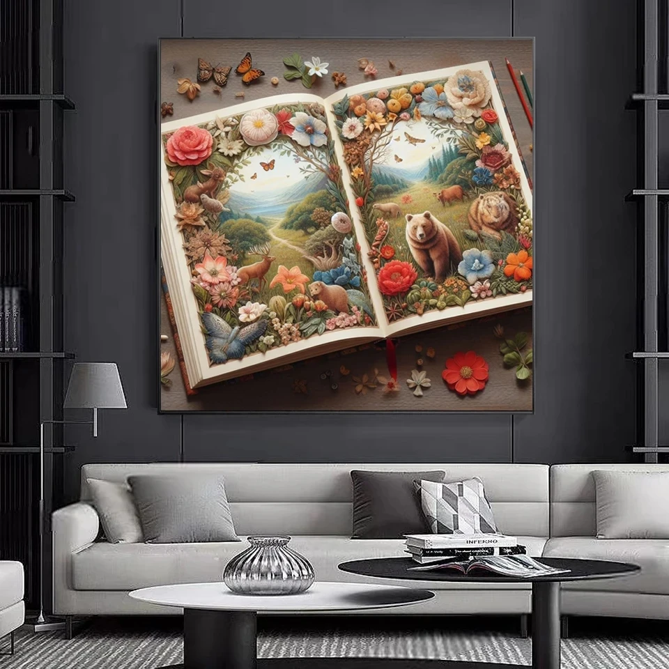 5D DIY Diamond Painting New 2024 Book Naturalist Landscape Cat Bear Jewel Cross Stitch Kit Mosaic Full Diamond Embroidery