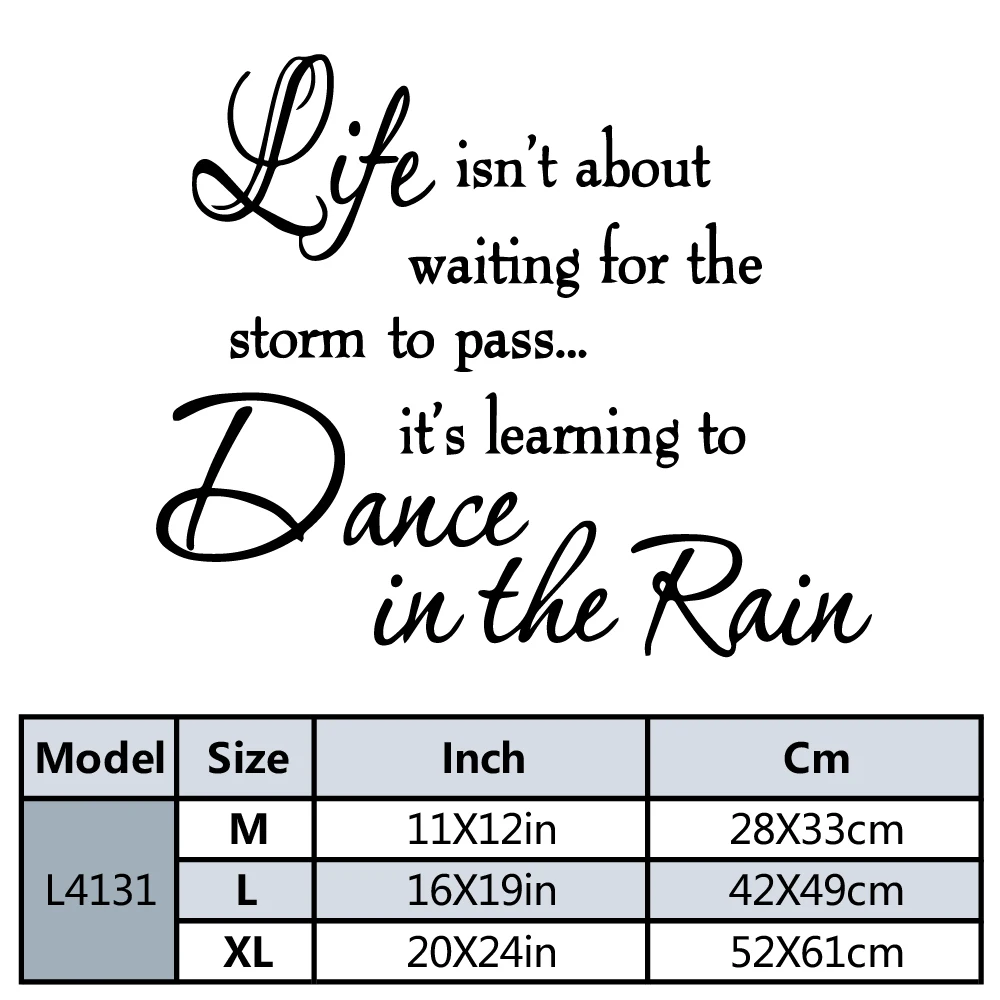 Life Isn't About Waiting For The Storm To Pass Home Decor Vinyl Wall Stickers Decor Living Room Bedroom Removable Wall Stickers