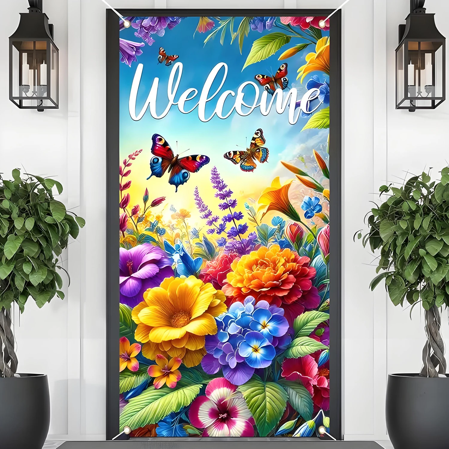 New Butterfly door cover Door decoration Butterfly Banner background Spring/Summer seasonal party indoor outdoor decoration