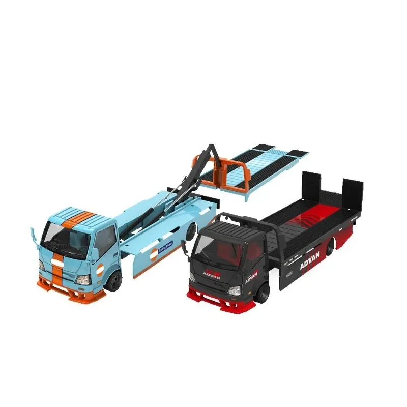 Small toysTimeMicro 1:64 H300 Flatbed Transport Trailer Advan Painting  Alloy Car Model For Collection&Display&Gift