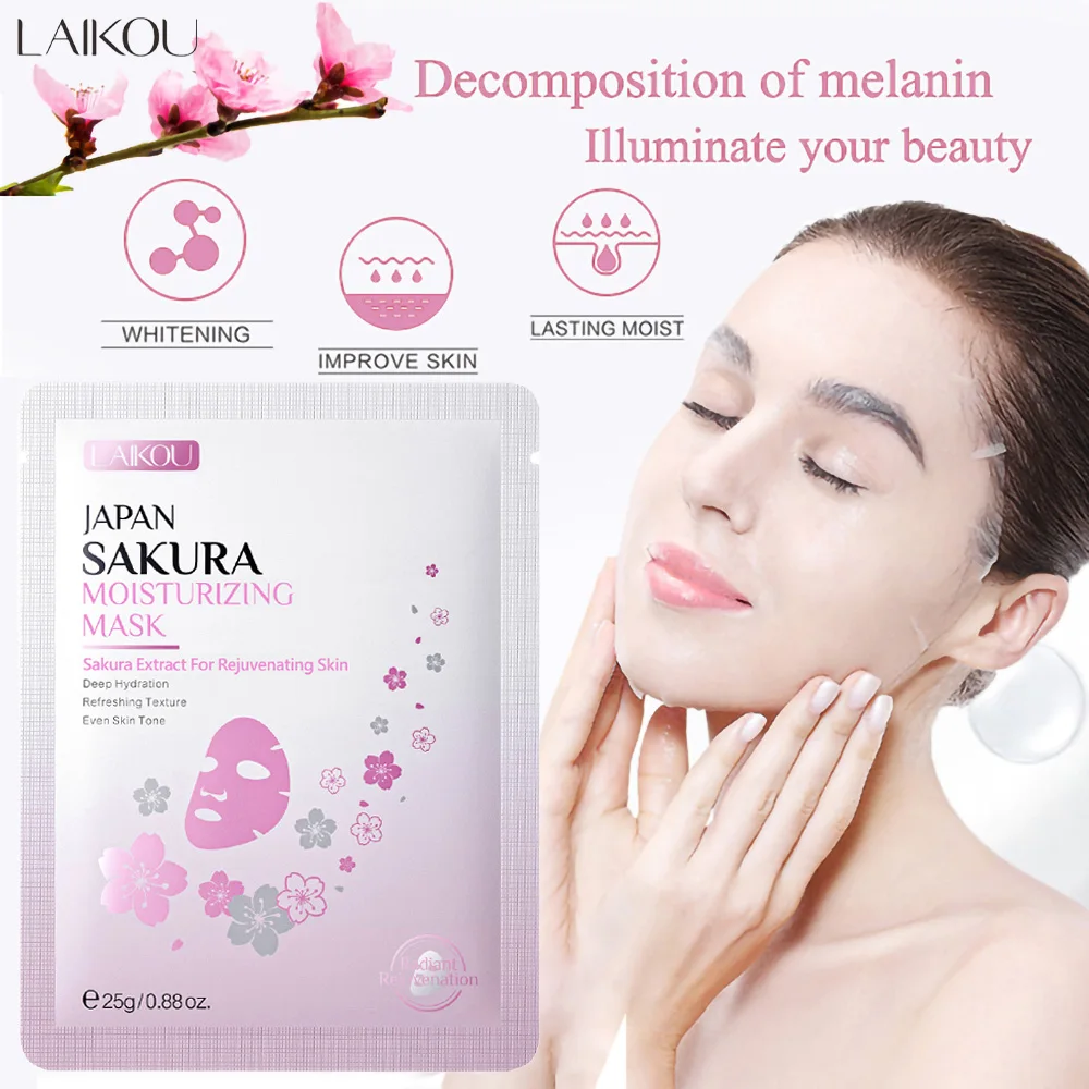 Mascarilla Facial Laikou Sakura, Mascarilla Hidratante y Iluminadora para un Rostro Hidratado y Radiante, Cuidado de la Piel, Cosméticos, 25g