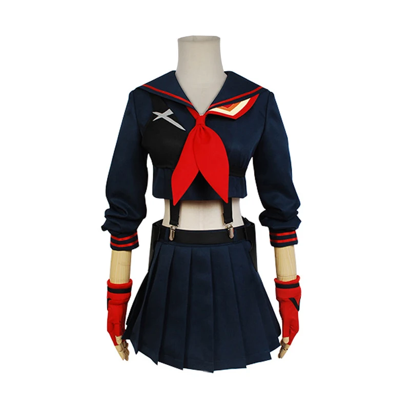 Disfraz completo de KILL la KILL, traje de Matoi Ryuuko, falda superior de Anime, uniforme de marinero azul marino, accesorios para Halloween, Navidad y Carnaval