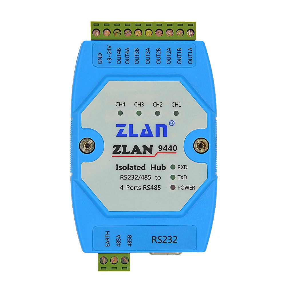 4 channels 485 hub RS232 to RS485 ports repeater signal broader concentrator ZLAN9440