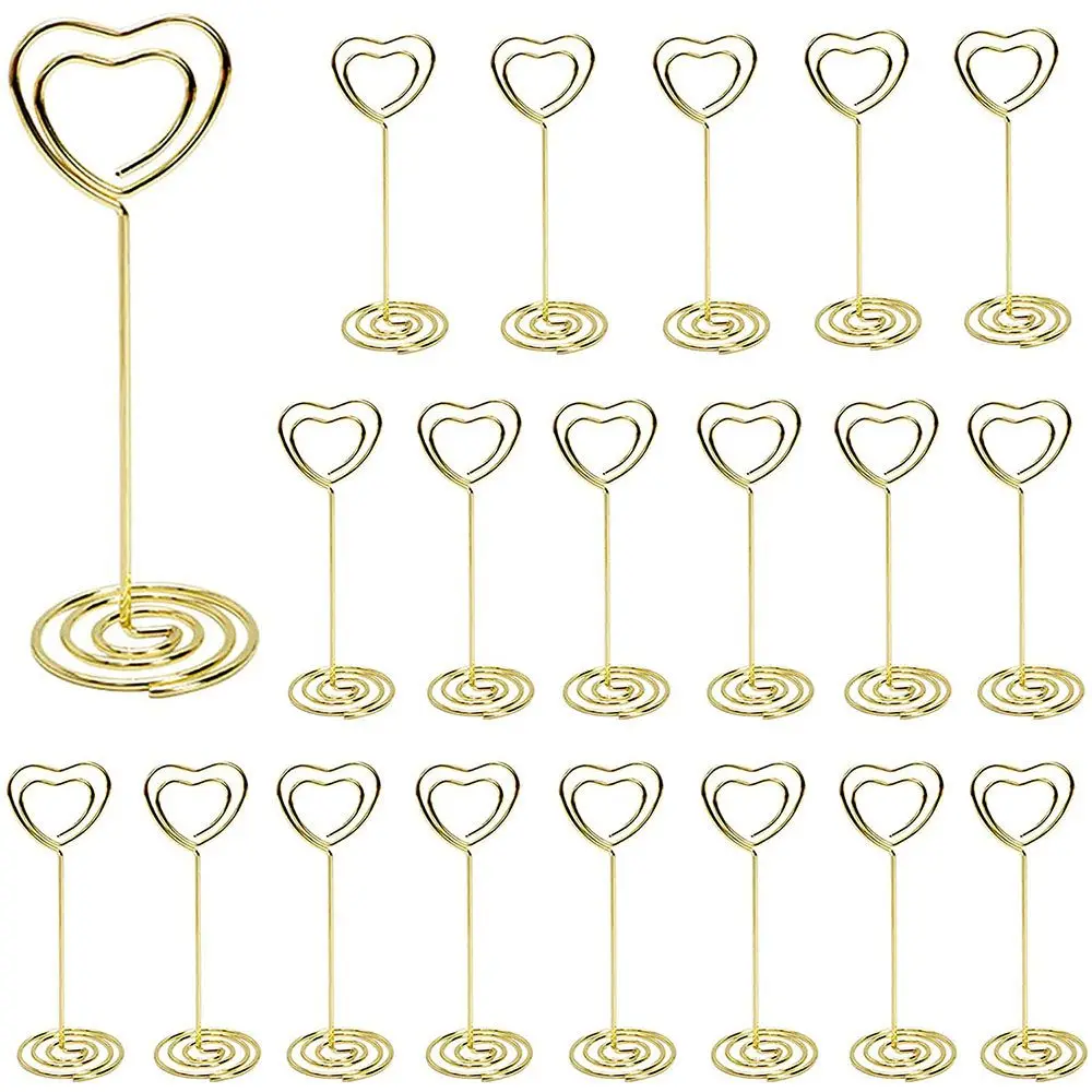 Romantic Wedding Supplies Heart Shape Paper Clamp Desktop Decoration Place Card Clamps Stand Photos Clips Table Numbers Holder