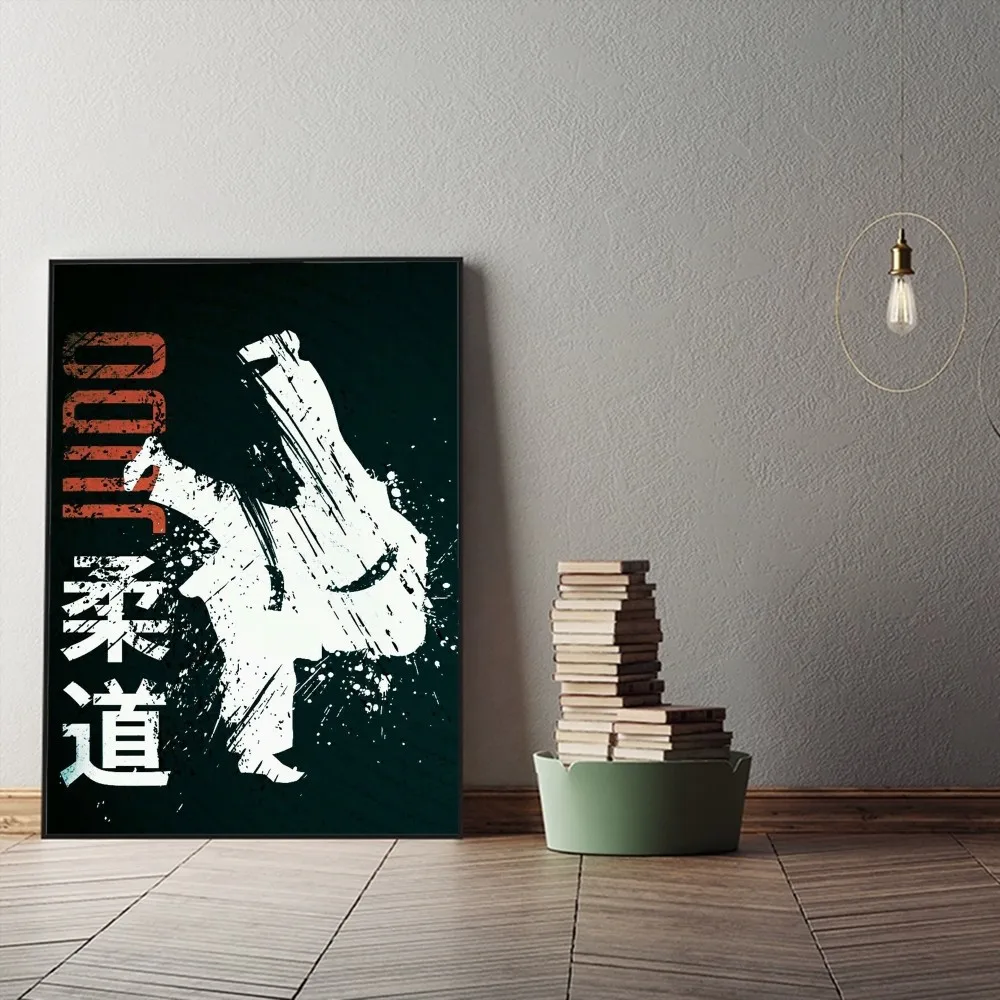 Jujitsu Judo Poster Sticky Fancy Wall Sticker for Living Room Bar Decoration Vintage Decorative Painting Large