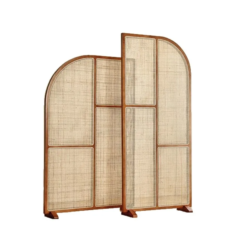 

Solid wood medieval rattan screen small living room partition facing the door entrance entrance movable bedroom seat screen