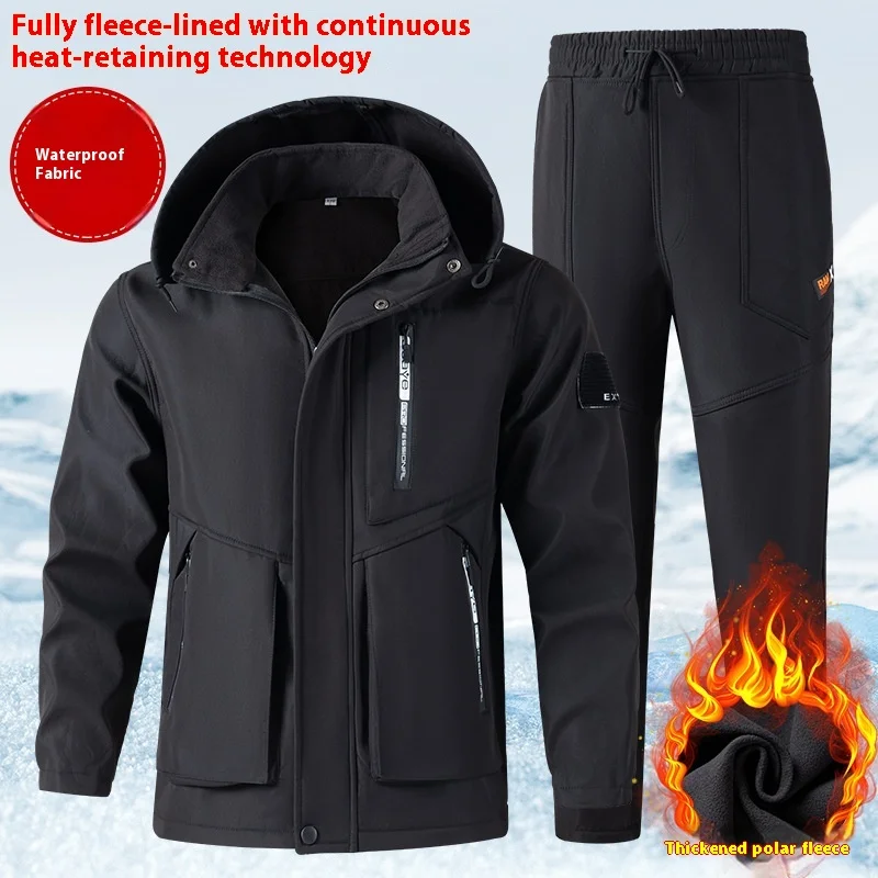 

Зимний утолщенный ветровка на флисовой подкладке, рабочий костюм, мужская морозостойкая теплая водонепроницаемая рабочая одежда, уличная рабочая униформа