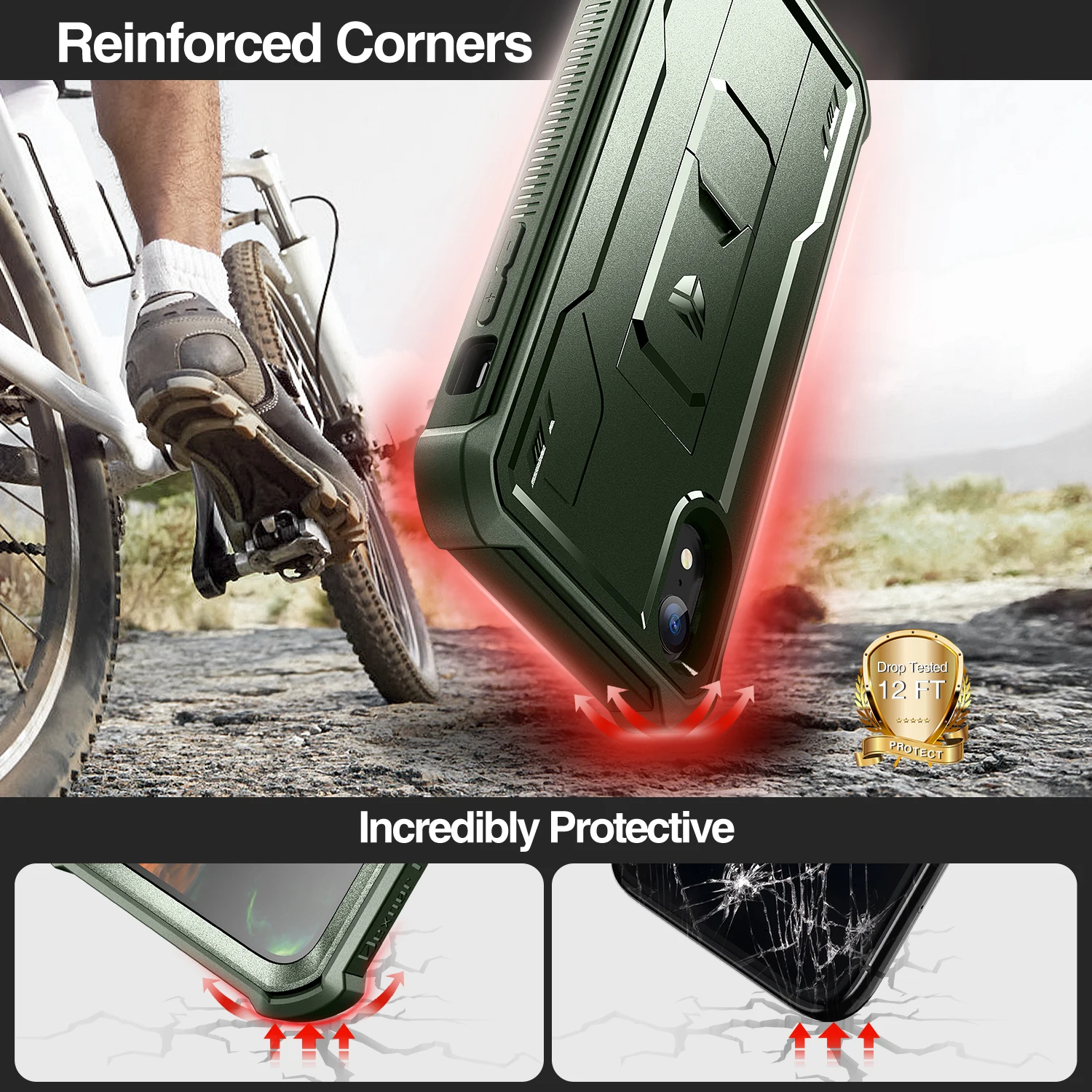 Dexnor For iPhone XR Case 6.1inch Full-Body Bumper Military Grade Armor Shockproof Cover Kickstand with Built-inScreen Protector