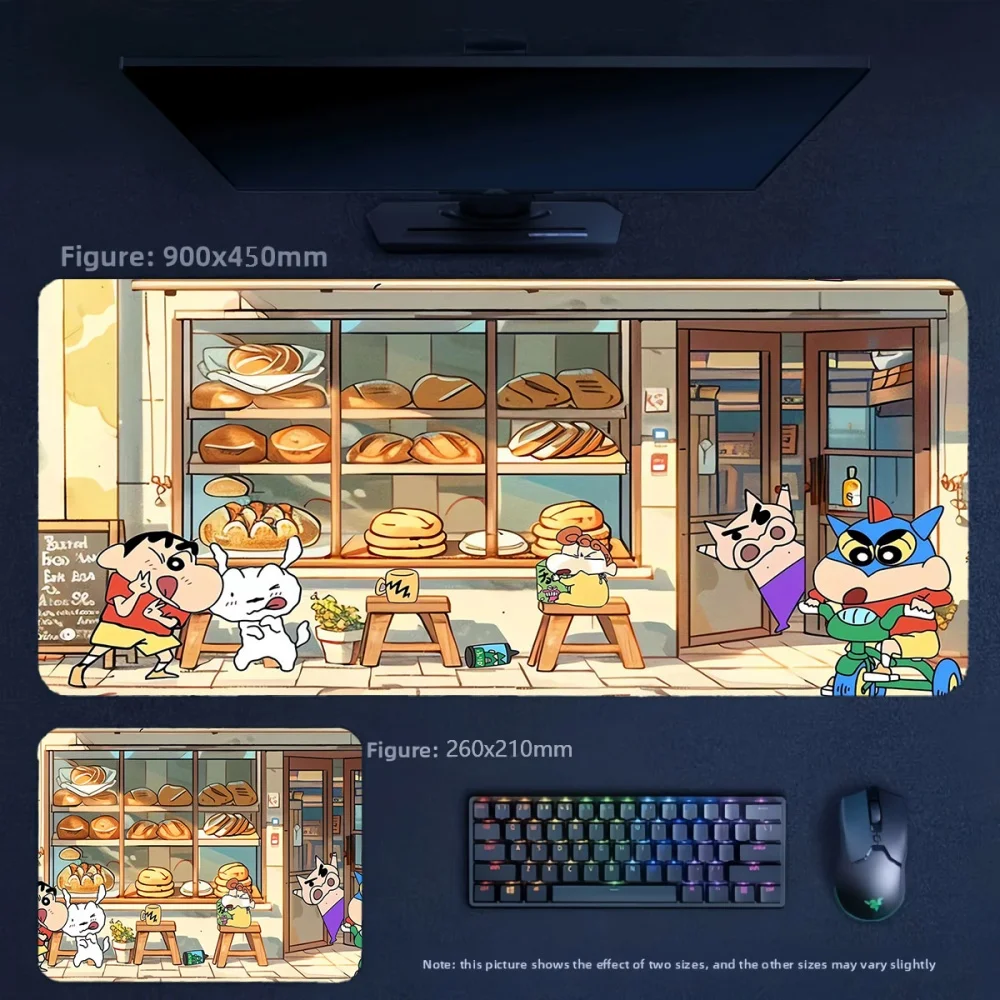 Office Girl High Value Printed Leather Table Mat Large Size Animation Crayon Shin Chan and His Friends Non-slip Leather Mousepad