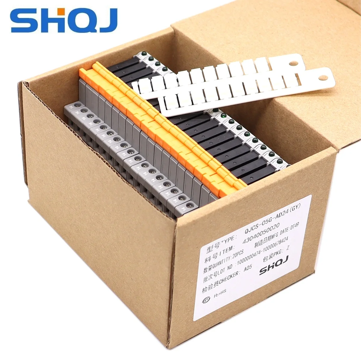 SHQJ DIN Rail Mount Interface SSR Slim Relay, QJCS-05G-AD24 SSR IN 12-24V DC Coil, 2A 6A SPNO DC control DC DC control AC