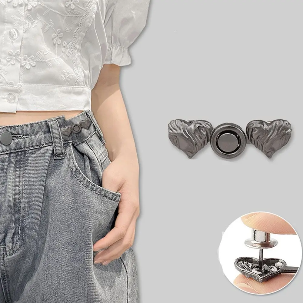 Love Heart Waist Buckle Button Clasps Sewing Tighten Waistband Adjustable Waist Clip Slim Waist Ornaments Decor