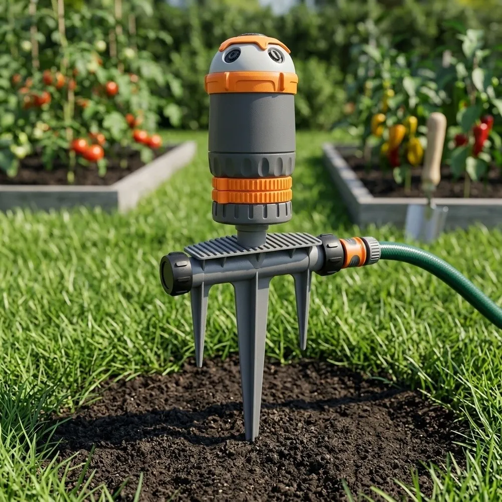 Consistent-Flow Gear Sprinkler for Large-Yard Irrigation Featuring 4 Pattern Adjustments and 6 to 10 Meter Spray Range