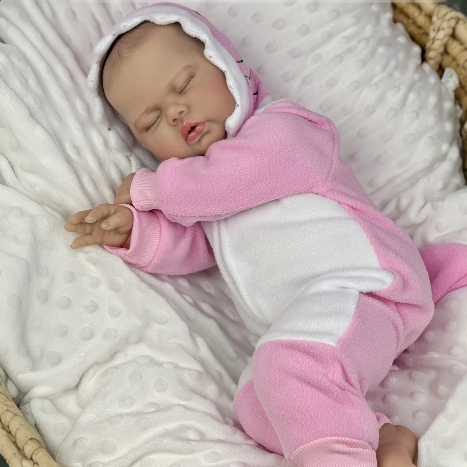 

BZDOLL 20 Inch 3D Skin With Visible Veins 50 CM Fat Reborn Asleep Baby Doll For Girl Vinyl Limbs Cloth Body Lifelike Babies Doll