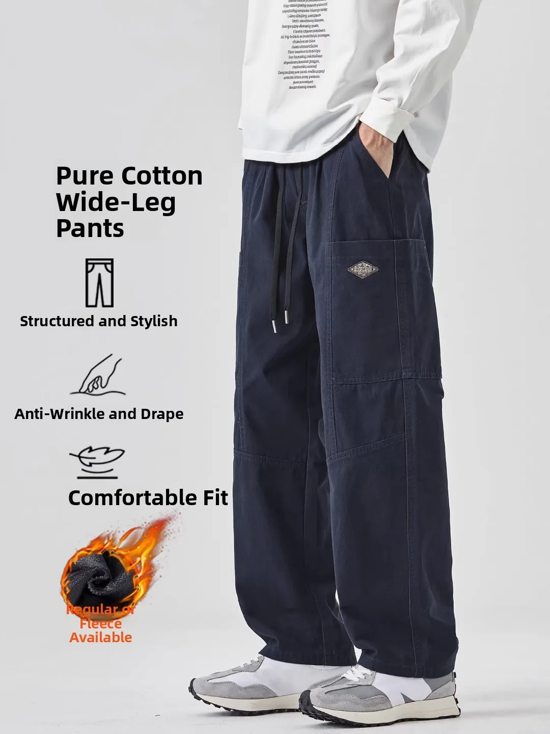 

Kazuki Kuraii American Sle Men's Thiened Fce Lined Loose Straight Leg Cotton Work Trousers Casual Pants