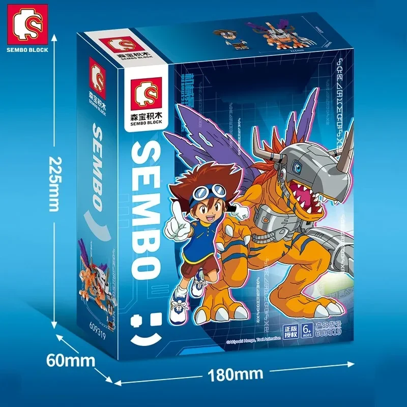 SEMBO BLOCK Digimon Adventure Anime Block Action Doll Model Garudamon Metal Greymon Children's Model Puzzle Toy Birthday Gift