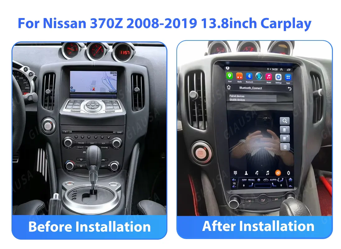 13.8 "أندرويد 14 شاشة تعمل باللمس لنيسان 370Z Z34 2008 2009 -2019 سيارة مشغل وسائط متعددة استقبال ستيريو راديو رئيس وحدة CarPlay