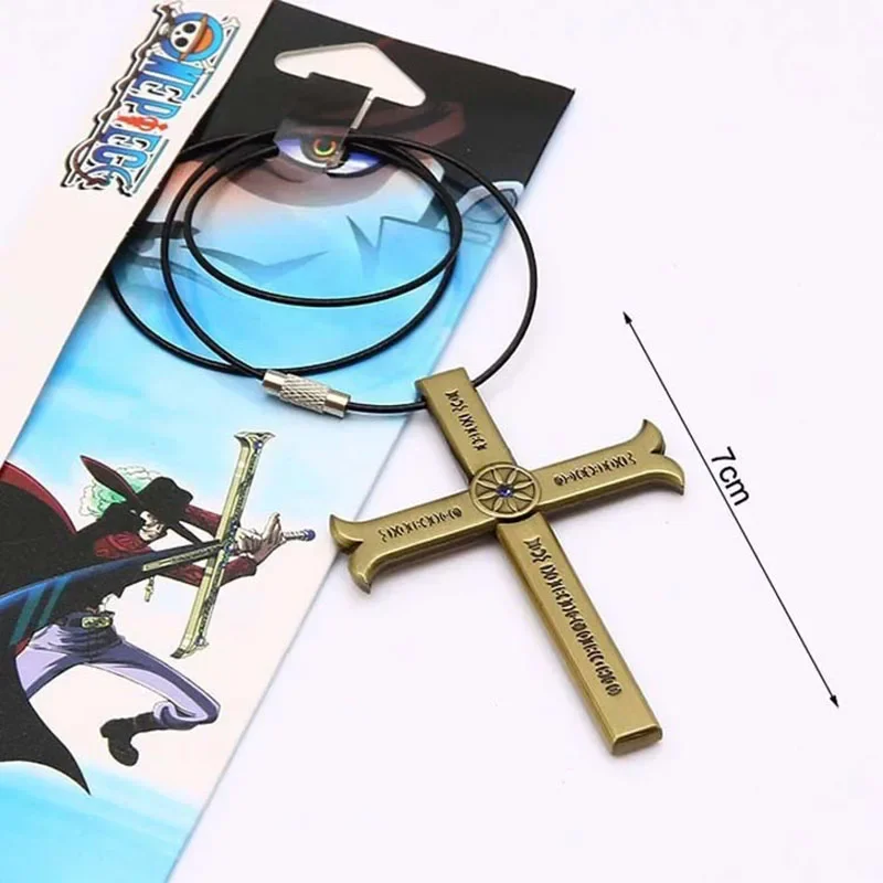 Anime One Piece Peripheral Necklace for Women Men Dracule Mihawk Cross Alloy Necklaces Men Jewelry Pendant Choker Collares Gift