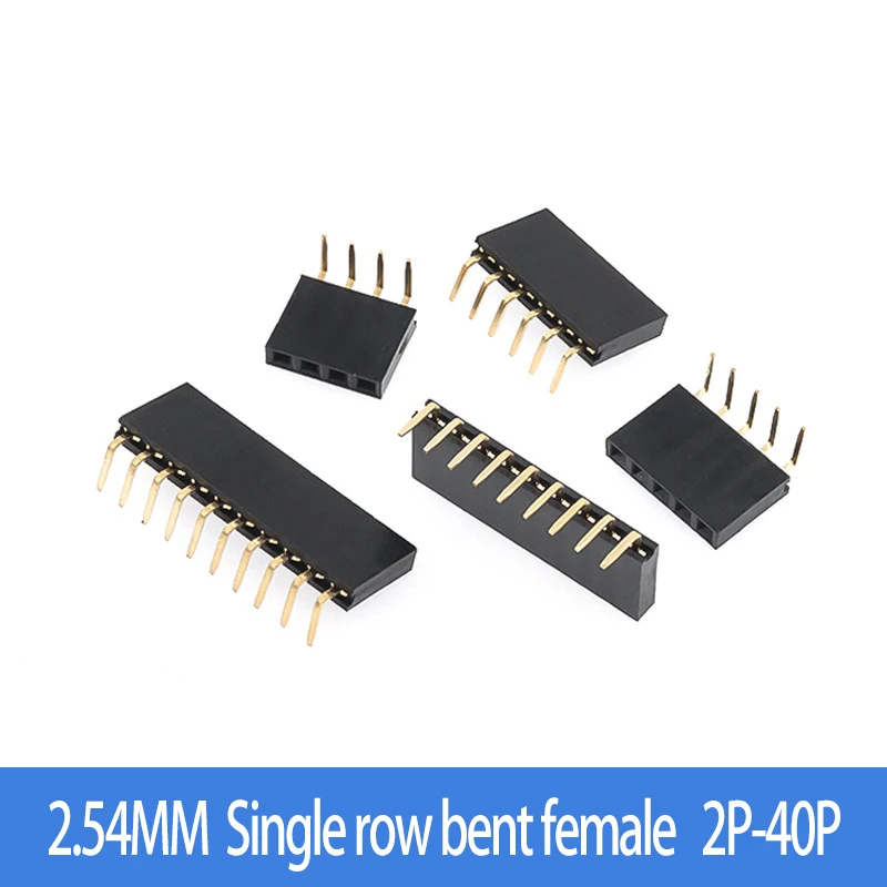 2.54MM single row bent row female spacing 2.54MM bent pin row female seat 90 degree horizontal 1*2P/3P-40P connector terminals
