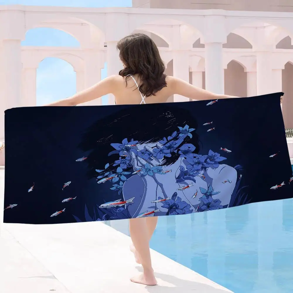 Japanese horror movie P-perfect B-blue Microfiber Blanket Quick Drying Beach Towels Oversized Printing Super Absorbent Towel