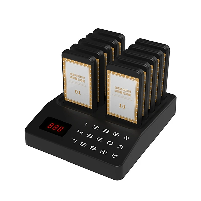 Restaurant Pager Wireless Calling System-Style 1 Caller Buzzer Beeper Bell Receiver 10 Coasters for Bar Cafe Truck Hotel Church