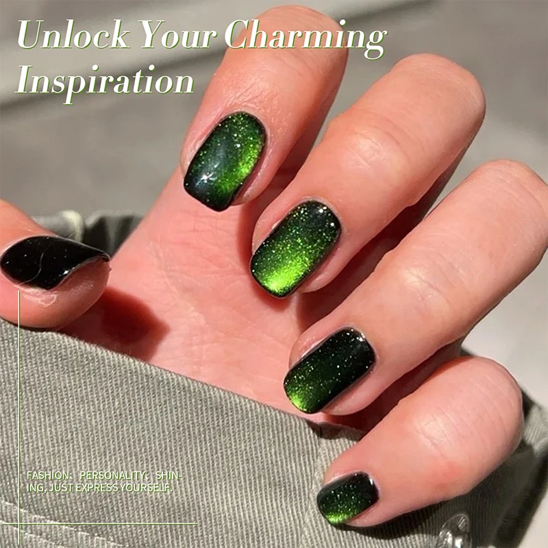ولد جميلة 10 مللي القط الأخضر المغناطيسي هلام الترا تألق شبه دائم نقع قبالة الأشعة فوق البنفسجية هلام مانيكير مسمار الفن الورنيش تألق مسمار الفن #3