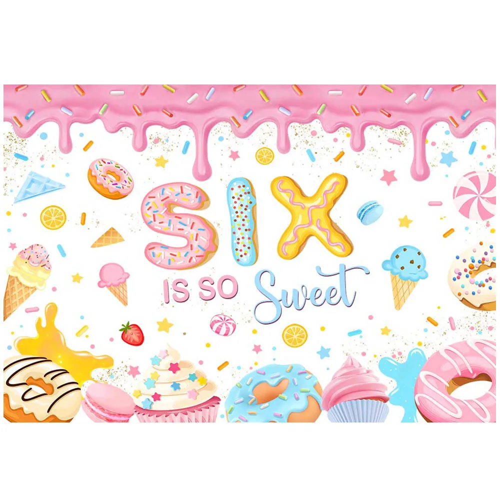 خلفيات عيد ميلاد آيس كريم من Mocsicka Donut ، 6 فتاة لطيفة جدًا ، ديكور حفلات ، خلفية ، لافتة طاولة حلوى ، مخصصة