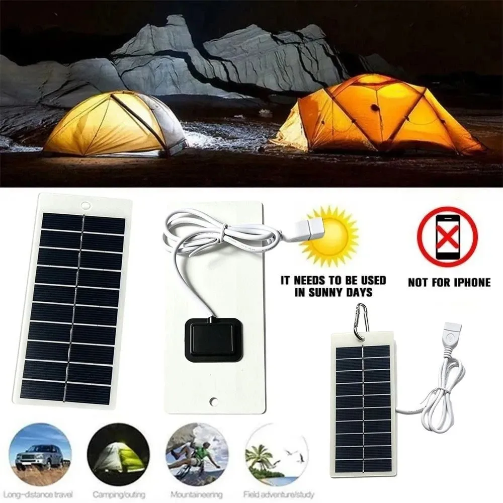 5V 1.5W USB Solar Charger Panel Versatile Power Source with USB Output Portable Solar System Waterproof Multipurpose