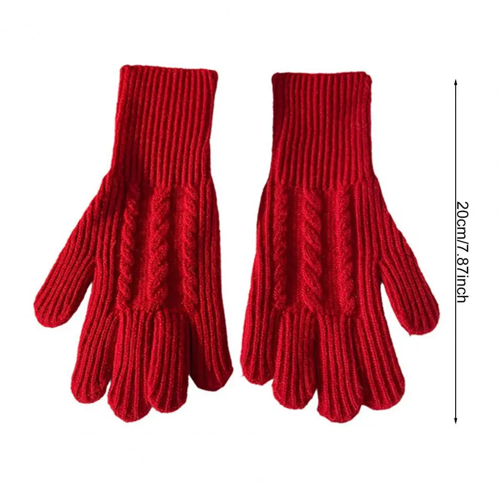 Warm Finger Gloves Wool Blend Knitted Gloves Unisex Winter Touchscreen Gloves Windproof for Driving Texting Daily Errands