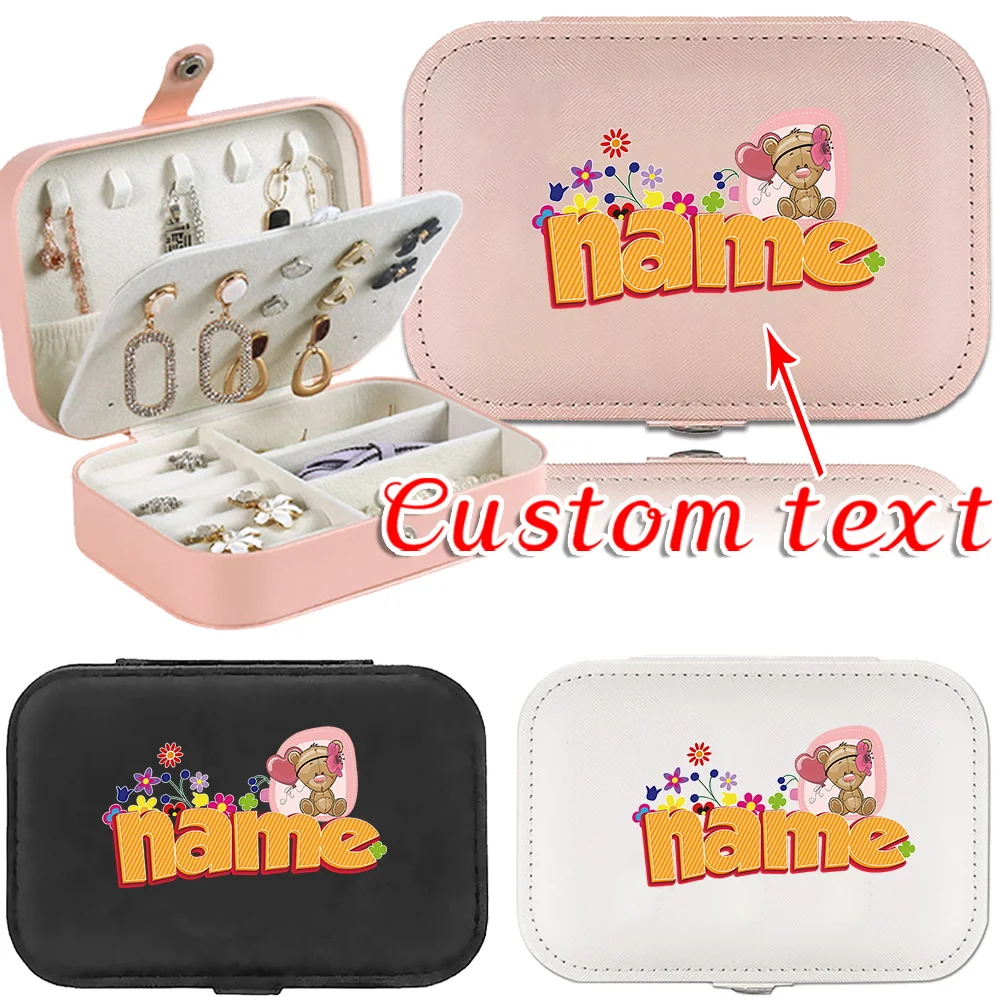 

Customizable Name Jewelry Box Portable Large Capacity Travel Jewelry Storage Double Layer Storage Box