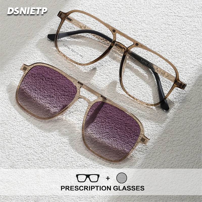 

ISLINO 2 In 1 Magnet Clip On Reading Glasses Women Myopia Prescription Glasses Frame Men Pilot Polarized Driving Sunglasses